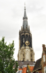 Clock tower of the Nieuwe Kerk on the Delft Market Square